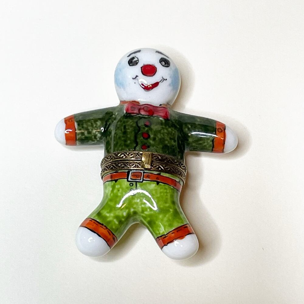 Limoges Box Snowman Christmas Hand Painted Porcelain Trinket Box